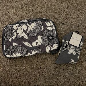 Vera Bradley Moon Shadow Meadow Makeup case and Socks